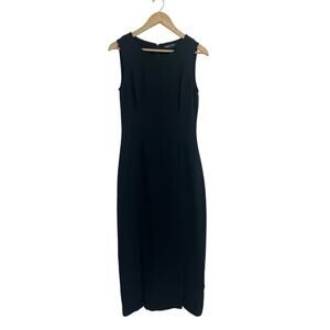 Kenneth Cole Black 100% Silk Double Slit Sleeveless Maxi Dress XS Minimalist
